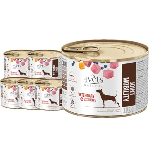 Westho Petfood | 4Vets Joint Mobility Premium 24 x 185 g Nassfutter für Hunde mit Gelenkproblemen | Getreidefrei | Hochwertige Proteine | Hundefutter nass von Tierärzten von Westho