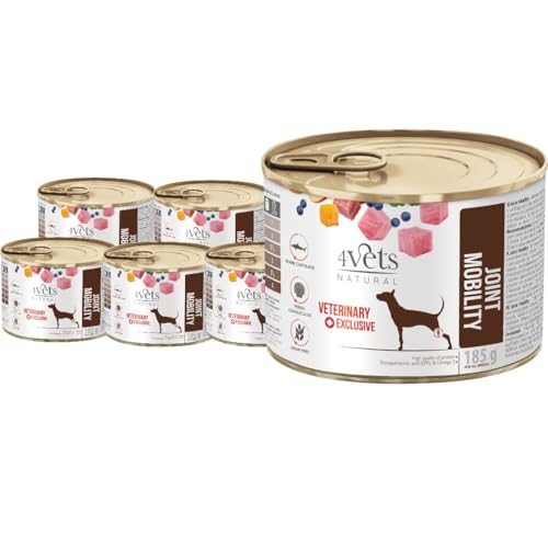 Westho Petfood | 4Vets Joint Mobility Premium 6 x 185 g Nassfutter für Hunde mit Gelenkproblemen | Getreidefrei | Hochwertige Proteine | Hundefutter nass von Tierärzten von Westho