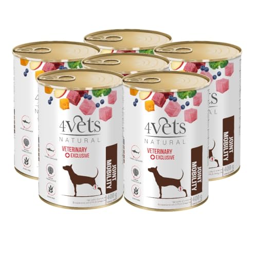 Westho Petfood | 4Vets Joint Mobility Premium 6 x 400 g Nassfutter für Hunde mit Gelenkproblemen | Getreidefrei | Hochwertige Proteine | Hundefutter nass von Tierärzten von Westho