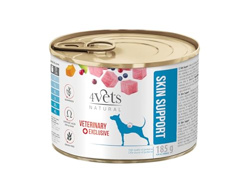 Westho Petfood | 4Vets Skin Support Premium 6 x 185 g Nassfutter für Hunde | Getreidefrei | Unterstützt die Hautfunktion | Hundefutter nass von Tierärzten von Westho