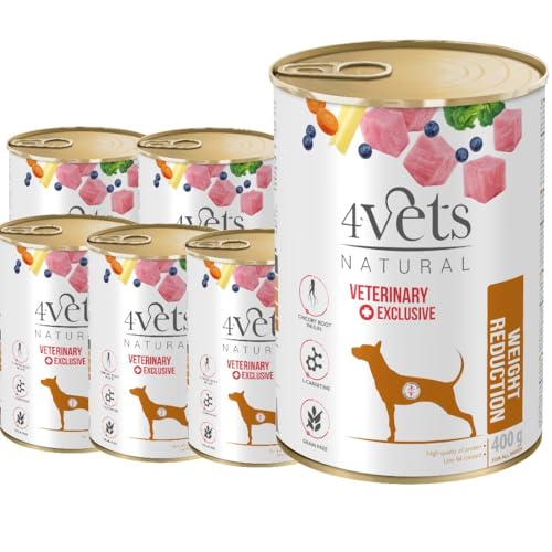 Westho Petfood | 4Vets Weight Reduction Premium 24 x 400 g Nassfutter für Hunde mit Gewichtsproblemen | Getreidefrei | Reduzierter Fettanteil | Hundefutter nass von Tierärzten von Westho