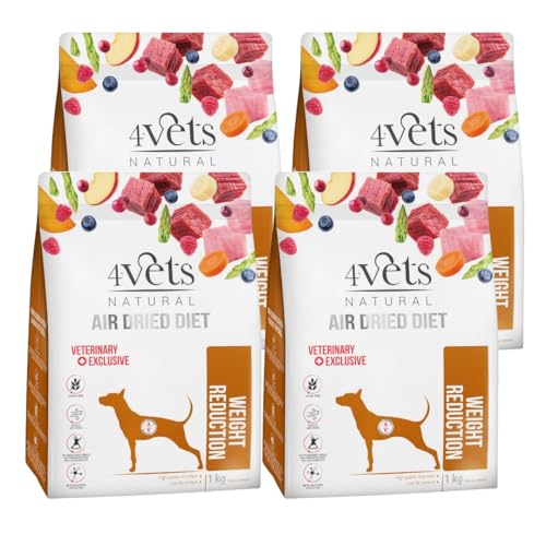 Westho Petfood | 4Vets Weight Reduction Premium 4 x 1 kg Trockenfutter für Hunde | Getreidefrei & geringer Fettgehalt | Zur Gewichtsreduzierung | Hundefutter von Tierärzten von Westho