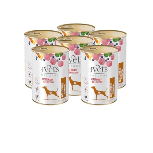 Westho Petfood | 4Vets Weight Reduction Premium 6 x 400 g Nassfutter für Hunde mit Gewichtsproblemen | Getreidefrei | Reduzierter Fettanteil | Hundefutter nass von Tierärzten von Westho