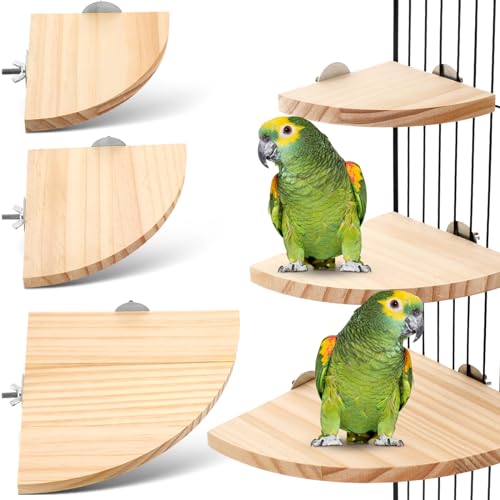 Wettarn 6 Stück Vogel-Sitzstange Plattform Papageienständer Sektor Spielplatz Holz Sitzstange Ständer Eckkäfig Zubehör Spielplatz Eckregal für Sittich Conure Nymphensittiche Wellensittiche Rennmäuse von Wettarn