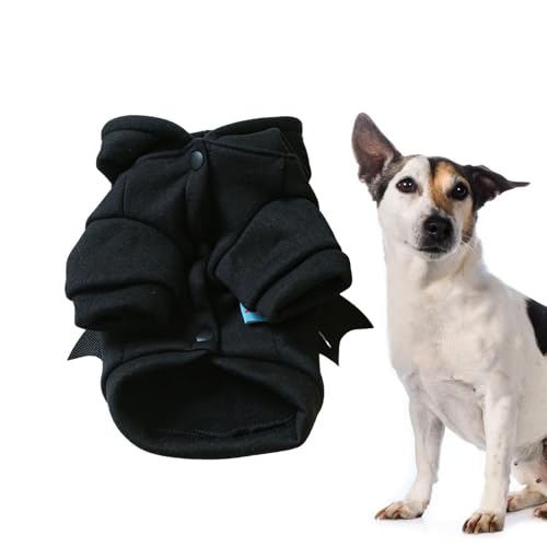 Wezalget Halloween-Kostüme für Haustiere,Halloween-Hundekostüm - Haustierkleidung Halloween Schwarze Fledermaushunde Kapuzenpullover,Halloween-Hunde-Kapuzenpullover, Haustier-Outfit, Kleidung, Coole von Wezalget