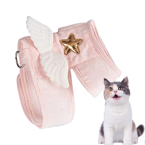 Wezalget Kätzchengeschirr | Angelflügel-Leinen- und Halsband-Set, weiches Geschirr, verstellbare Katzen-Weste, Geschirr und Leinen für Hunde, Kaninchen, Kleintiere von Wezalget