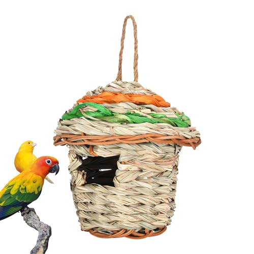 Wezalget Vogelnest | Außen hängendes Kolibrihaus, natürlich, doppelseitige Öffnungen, Vogelhütte, handgewebt, Kolibri-Nest, Haus, für Outdoor-Gartendekoration, 13 x 12 cm von Wezalget