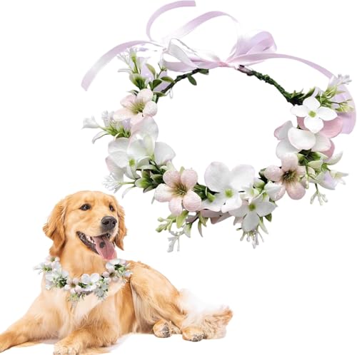 Wffeila Hunde Hochzeits Blumenhalsband, Blumen Künstliche Blumenhalsband, für Mittelgroße Hunde Haustiere Foto-Requisite von Wffeila