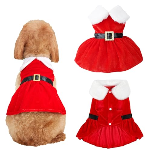 Wffeila Hundekostüm Weihnachten,Warm Niedlich Hundekleid Welpenrock,Schöne Elegante Haustier Weihnachtskostüm für Chihuahua Pudel Pomeranian Französische Bulldogge und andere kleine Hunde (L) von Wffeila