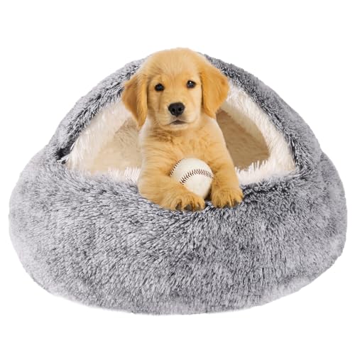 Cozy Nook Haustierbett für Hunde oder Katzen, waschbar, niedliches Katzenbett, rutschfest, passend für Haustiere bis zu 5,4 kg (Grau, 50,8 x 50,8 cm) von WgoogW