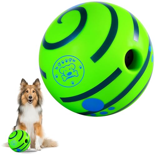 Kicherball für Hunde, interaktives Hundespielzeug, Wackelball für große Hunde, langlebiger Wackelball Hundespielzeug zur Linderung von Angstzuständen, lustiges Kicherngeräusch, Babble Ball - 15 cm von WgoogW