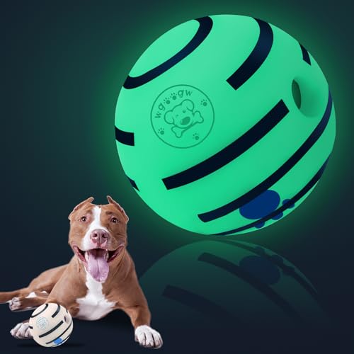 WgoogW Kichernball für Hunde, interaktiver Leuchtball Hundespielzeug, leuchtet im Dunkeln, Hundeball für kleine Hunde, langlebiger Wackelball Hundespielzeug zur Linderung von Angstzuständen, lustige von WgoogW