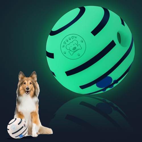 WgoogW Kichernball für Hunde, interaktiver Leuchtball Hundespielzeug, leuchtet im Dunkeln, Hundeball für kleine Hunde, langlebiger Wackelball Hundespielzeug zur Linderung von Angstzuständen, lustige von WgoogW