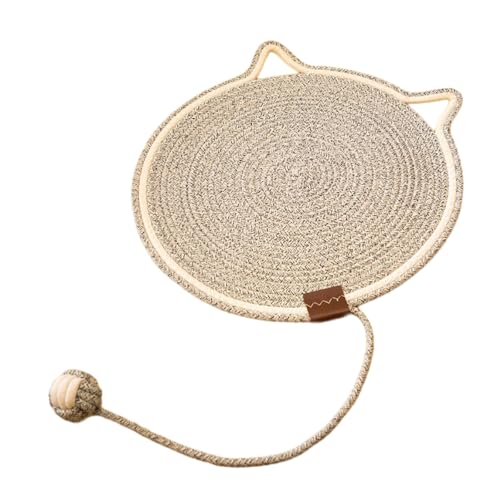 Katzenohr Kratzbrett Katzen,Kratzpads,langlebig Katzenkratzbretter für Katzen,Kratzmatte Katze mit Baumwollkugel,Kratzteppich 42cm,Katzenmöbel,für Kätzchen und Mittelgroße Katzen,Khaki von Whakano