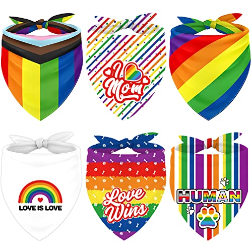 Whaline Hundehalstuch, Motiv: Gay Pride Day, Regenbogenfarben, Motiv: Menschliche Liebe ist Liebe, Dreieck-Lätzchen, Hundepfote, verstellbar, waschbar, Halstuch für Gay Pride Day, Hunde, Katzen, von Whaline