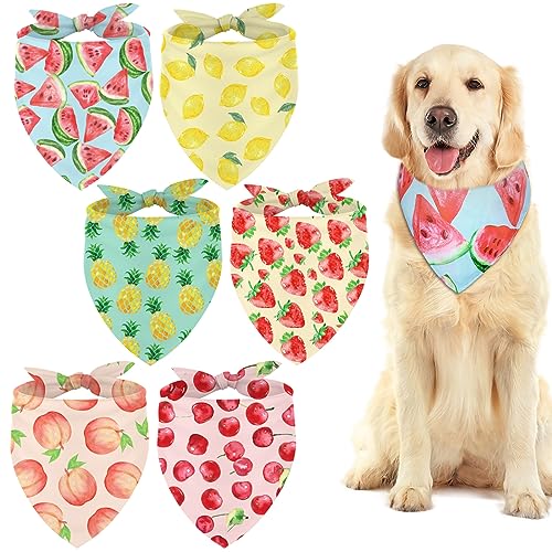 Whaline 6 Stücke Sommer Hund Bandanas Hawaii Stil Hund Schal Waschbar Sommer Obst Haustier Halstuch Dreieck Hund Lätzchen Sortiment Welpen Halstuch Zubehör für Haustier Kostüm Versorgung von Whaline