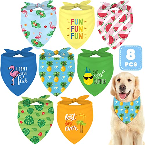 Whaline 8 Stück Sommer Hund Bandanas Hawaii Stil Hund Schal Waschbar Ananas Wassermelone Obst Haustier Halstuch Dreieck Hund Lätzchen Sortiment Welpen Halstuch Zubehör für Haustier Kostüm Versorgung von Whaline