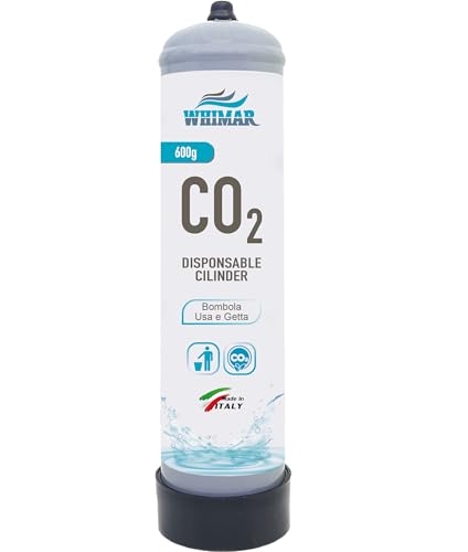 Whimar CO2 Disposable Cylinder 600 g Einweg-Kohlensäureflasche und Universaldüse mit Standardgewinde 10 x 1 von Whimar