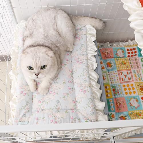 Whimsicalfox Katzenbett-Matte, doppelseitig nutzbar, für vier Jahreszeiten, universell, Flanell-Seite, rustikale Haustierbettmatte, gemütliche und weiche Matte zum Schlafen, verbessert (Hellblauer von Whimsicalfox