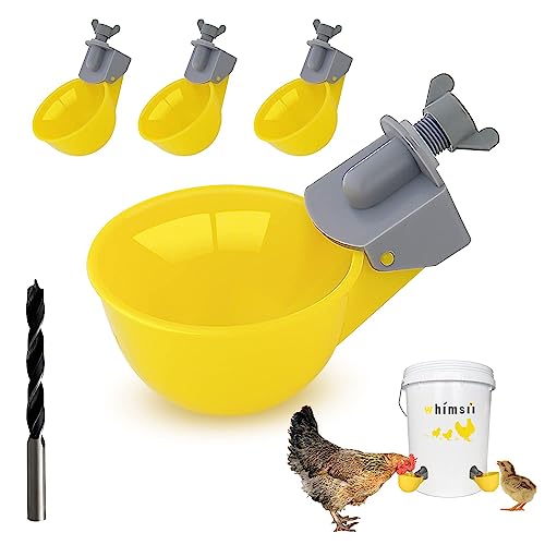 (4 Tassen) Hühner-Wasserbecher-Feeder, automatischer Hühnertränke, Anti-Leck-System, hält 50% mehr Wasser, geeignet für Küken, Huhn, Ente, Wachtel, Truthahn von Whimsii