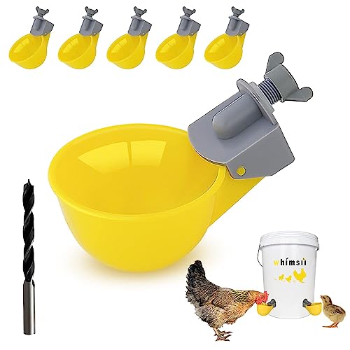 (6 Tassen) Hühner Wasserbecher Feeder, Automatische Hühnerbewässerung, Anti-Leck-System, Hält 50% mehr Wasser, Geeignet für Küken, Huhn, Ente, Wachtel, Truthahn von Whimsii