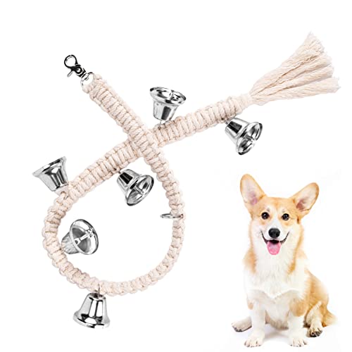 Whimsii Hundeglocken Toilettentraining, Makramee hängende Türklingel für Töpfchentraining, 6 extra laute antike Bronze Hundeglocken für Welpen & Hunde, Ring zum Gehen nach draußen (Silberglöckchen mit von Whimsii