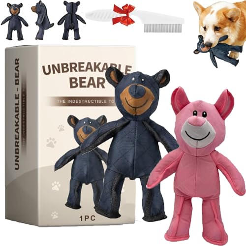 Whimsyard Unbreak-Bear-Hundespielzeug, Unbreak-Bear, Unzerstörbares Hundespielzeug, Unbreak-Bear-Haustierspielzeug, Unbreak-Bear für Starke Kauer, Unbreak-Bear für Aggressive Kauer (Blau+Rosa) von Whimsyard