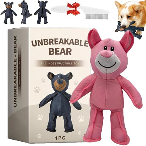 Whimsyard Unbreak-Bear-Hundespielzeug, Unbreak-Bear, Unzerstörbares Hundespielzeug, Unbreak-Bear-Haustierspielzeug, Unbreak-Bear für Starke Kauer, Unbreak-Bear für Aggressive Kauer (Rosa) von Whimsyard