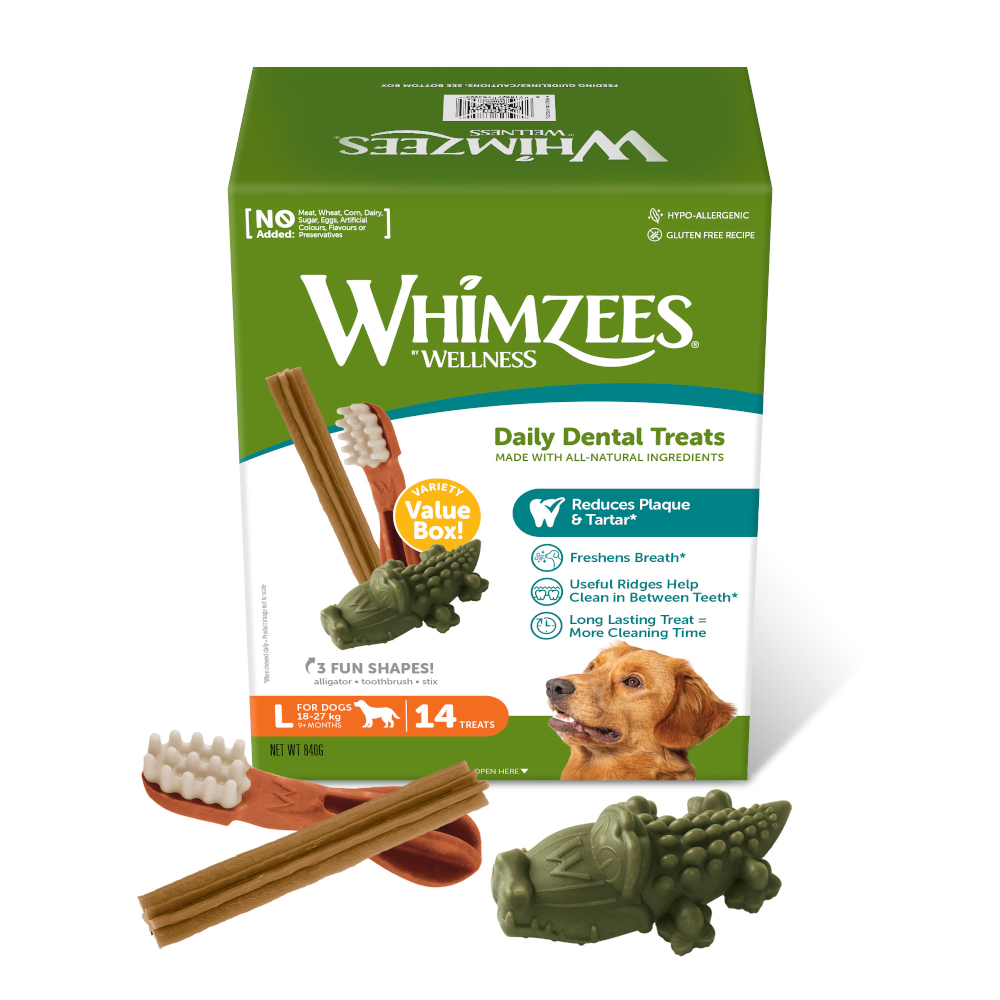 Whimzees by Wellness Mixbox zum Sonderpreis! - Größe L: für große Hunde (18 - 27 kg, 14 Stück) von Whimzees