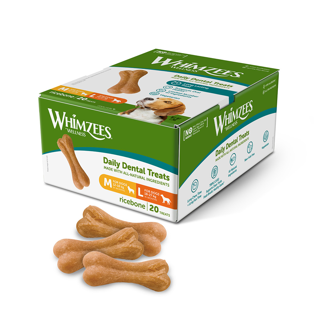 Whimzees by Wellness Ricebones - Sparpaket: 2 x Größe M/L (40 Stück) von Whimzees