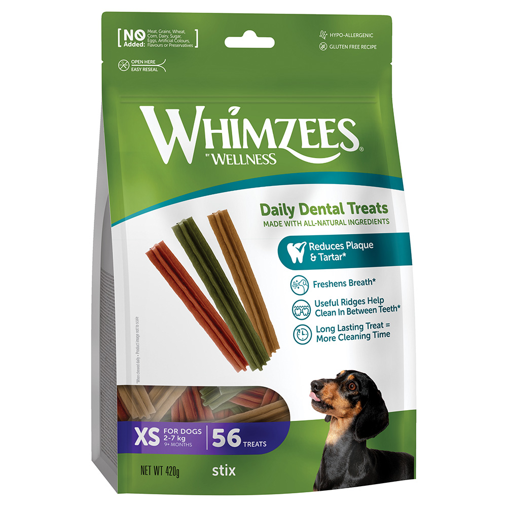 Whimzees by Wellness Stix für Hunde - Größe XS: für sehr kleine Hunde (2 - 7 kg, 56 Stück) von Whimzees