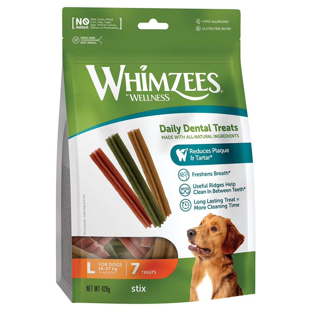 Whimzees by Wellness Stix für Hunde zum Snderpreis! - Größe L: für große Hunde (18 - 27 kg, 7 Stück) von Whimzees