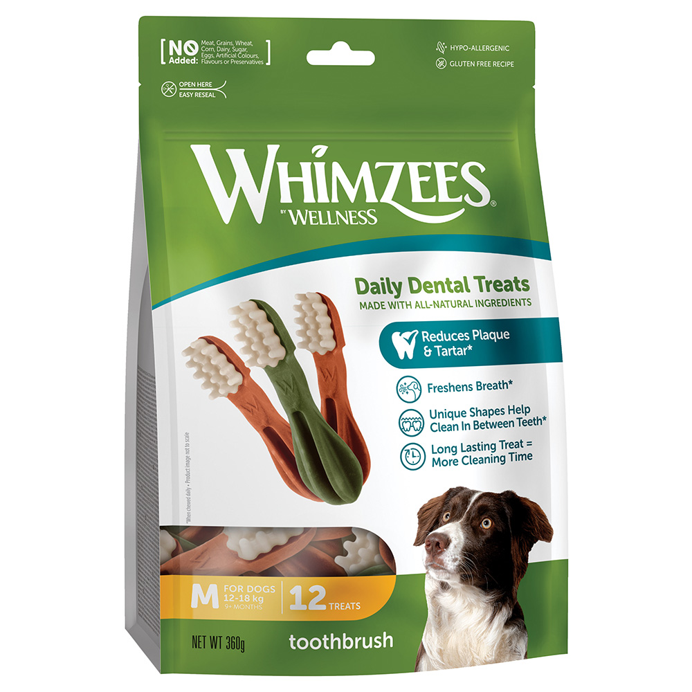 Whimzees by Wellness zum Sonderpreis! - Toothbrush Größe M: für mittelgroße Hunde (12-18 kg, 12 Stück) von Whimzees