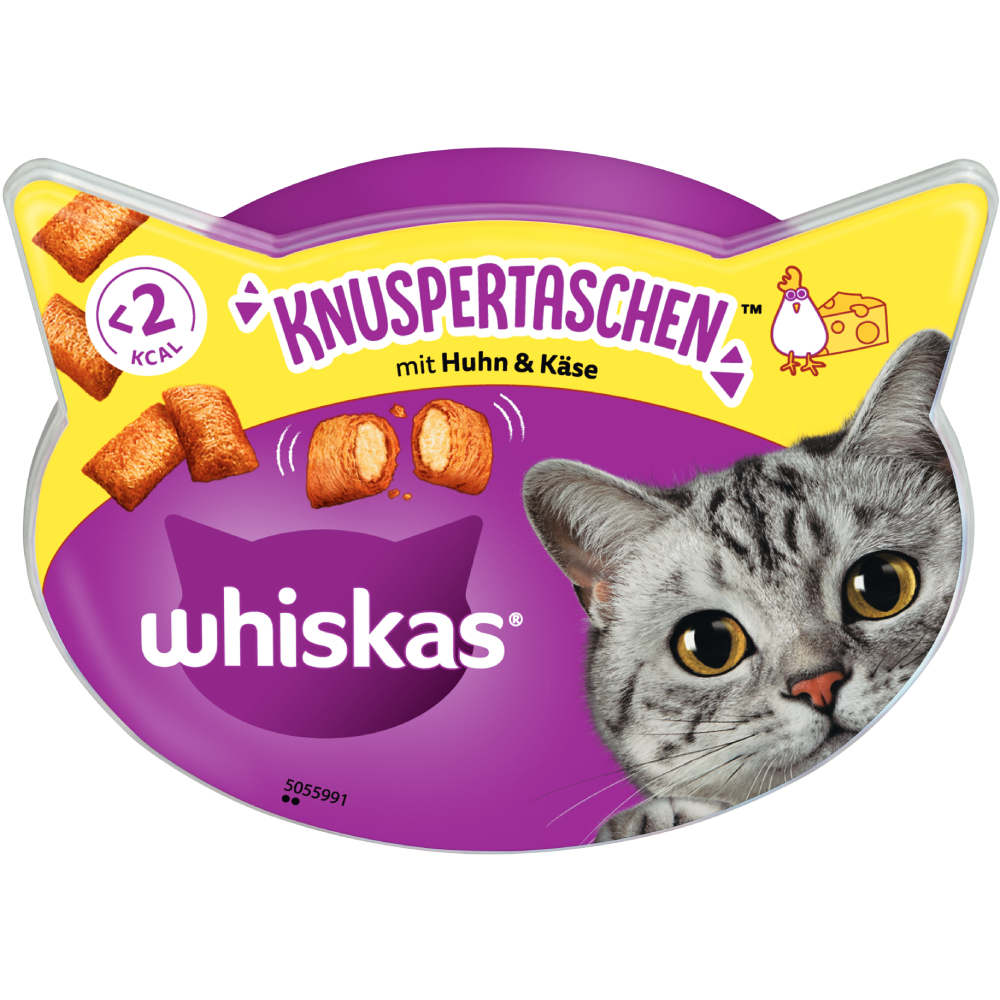 2 + 1 gratis! 3 x Whiskas Snacks - Knuspertaschen: Huhn & Käse (24 x 60 g) von Whiskas