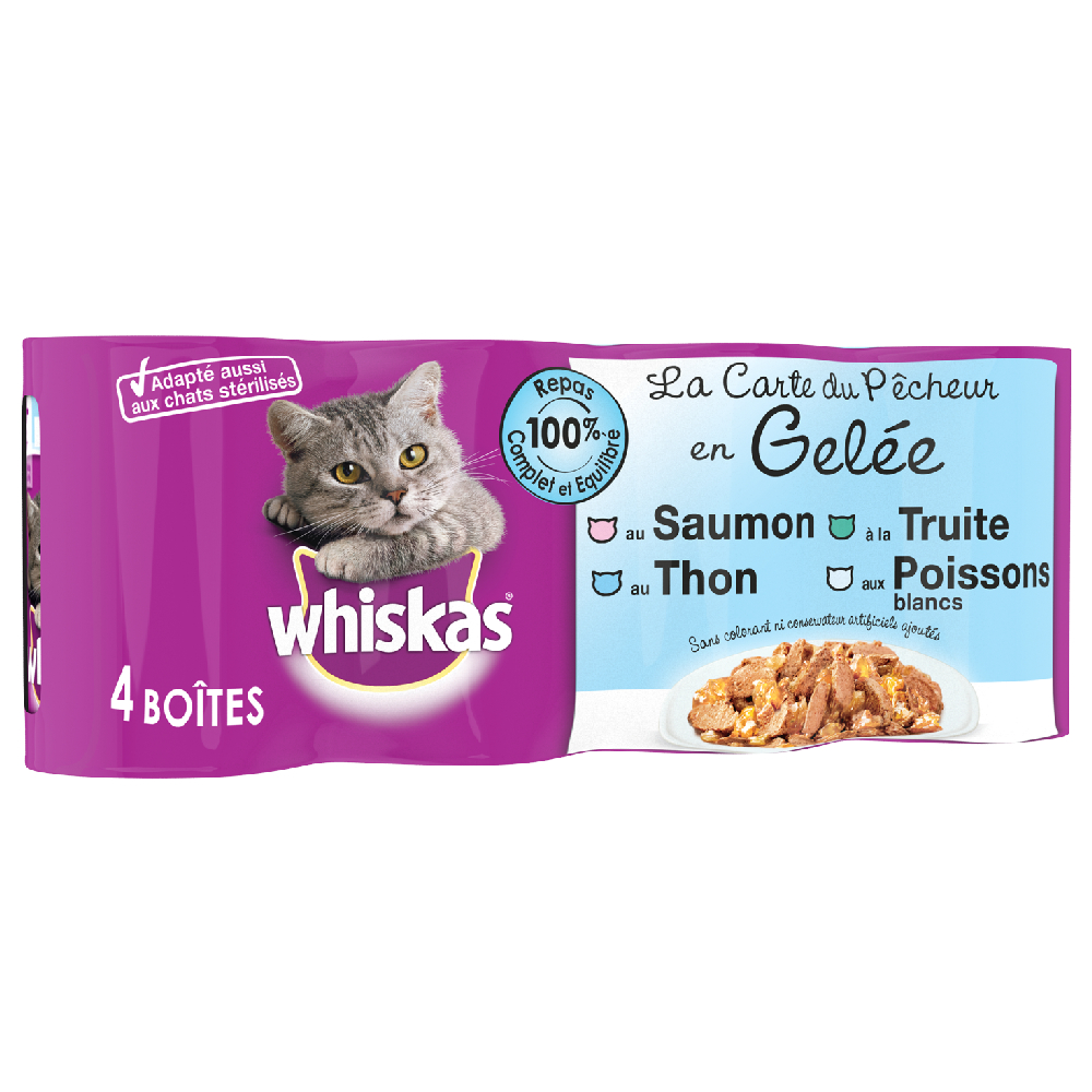 20 + 4 gratis! 24 x 390 g / 400 g Whiskas La Carte - des Fischers in Gelee (24 x 390 g) von Whiskas