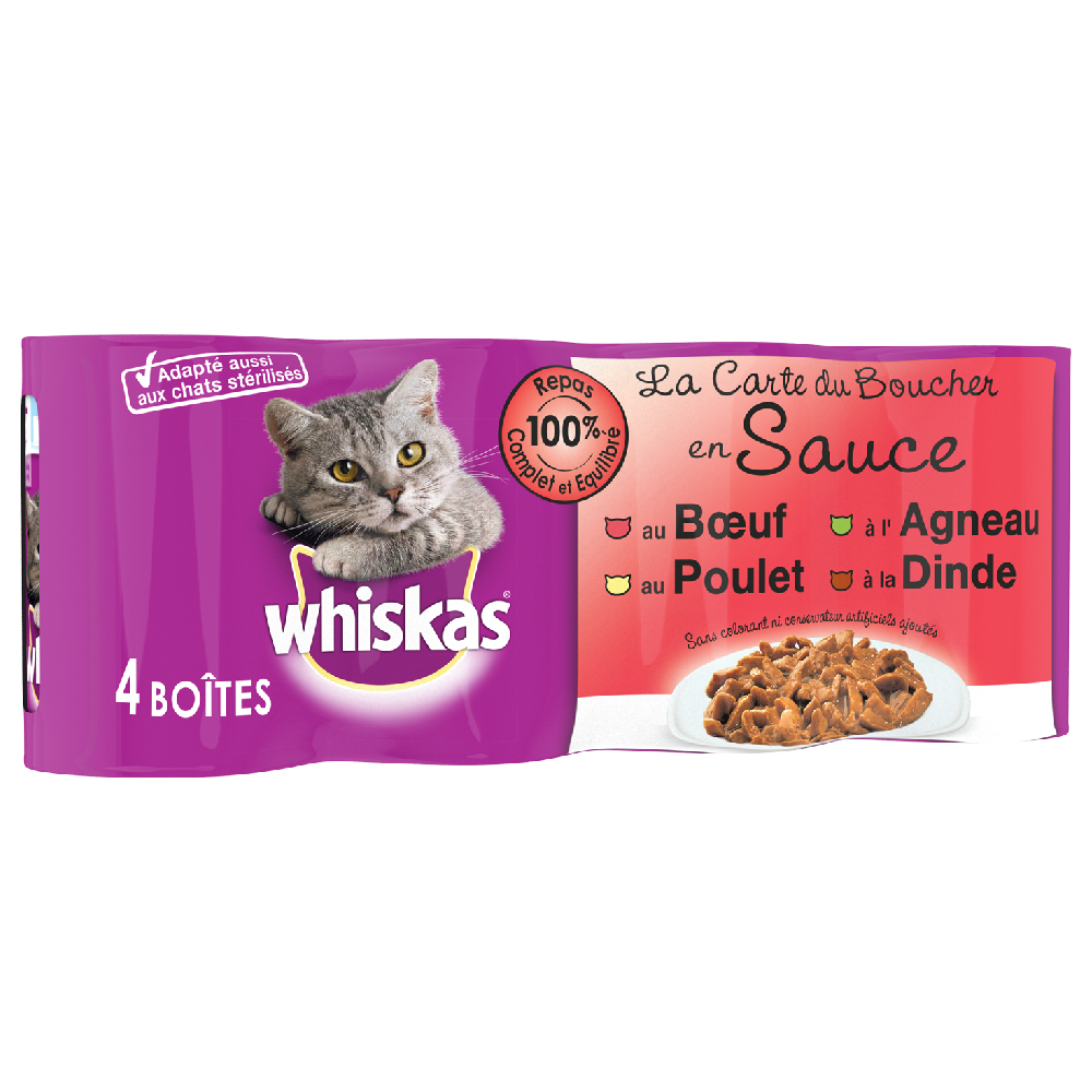 20 + 4 gratis! 24 x 390 g / 400 g Whiskas La Carte - des Metzgers in Sauce (24 x 400 g) von Whiskas