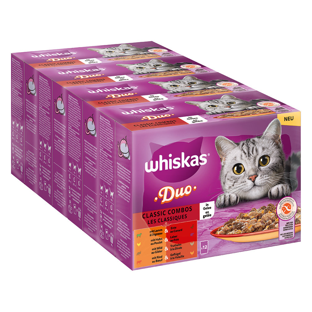 Jumbopack WHISKAS DUO Portionsbeutel 96 x 85 g - Classic Combos in Gelee von Whiskas