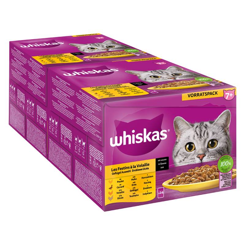 Jumbopack Whiskas Senior Frischebeutel 96 x 85 g  - 7+ Geflügel Auswahl in Sauce von Whiskas