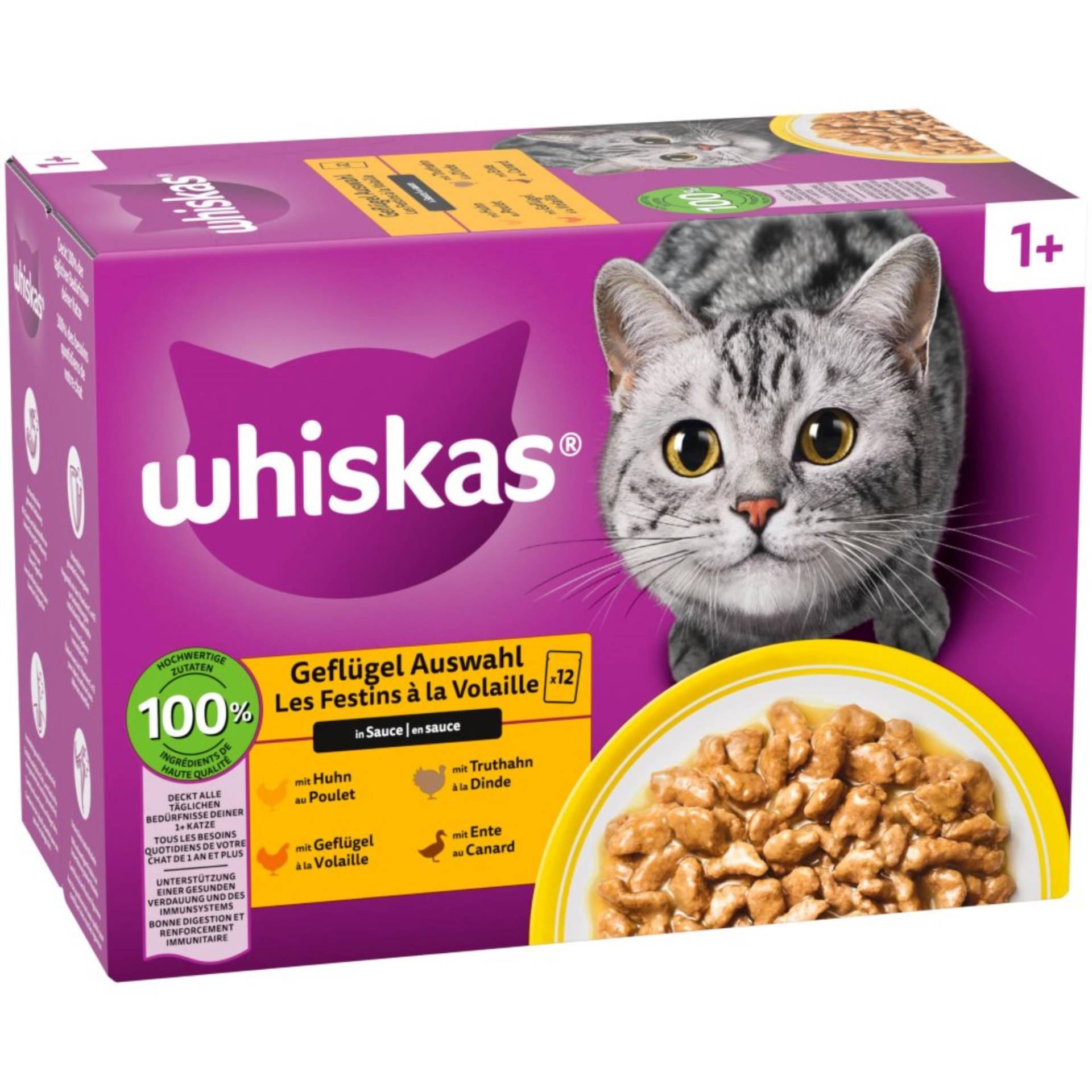 Megapack Whiskas 1+ Adult Frischebeutel 24 x 85 g - Geflügelauswahl in Sauce Megapack Whiskas 1+ Adult Frischebeutel 24 x 85 g - Geflügelauswahl in Sauce von Whiskas