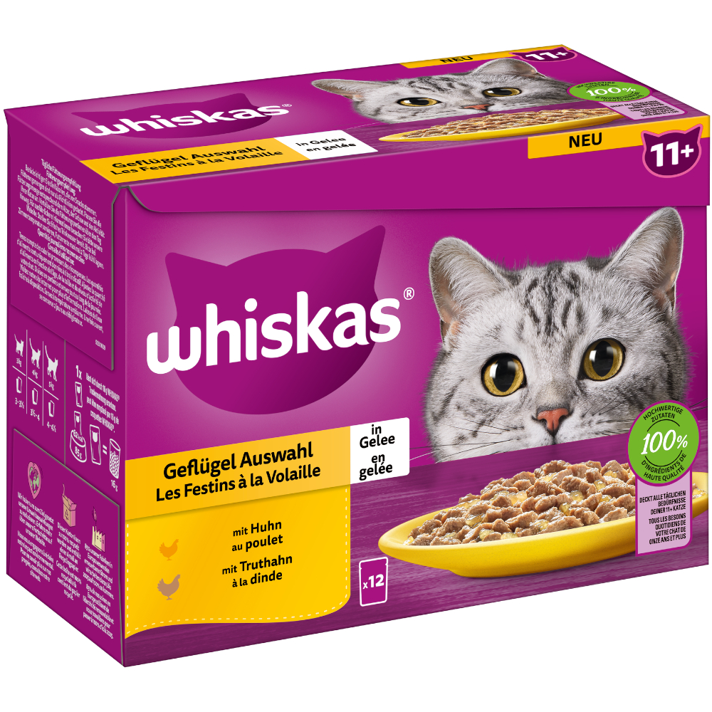 Megapack Whiskas Senior Frischebeutel 24 x 85 g - 11+ Geflügelauswahl in Gelee von Whiskas