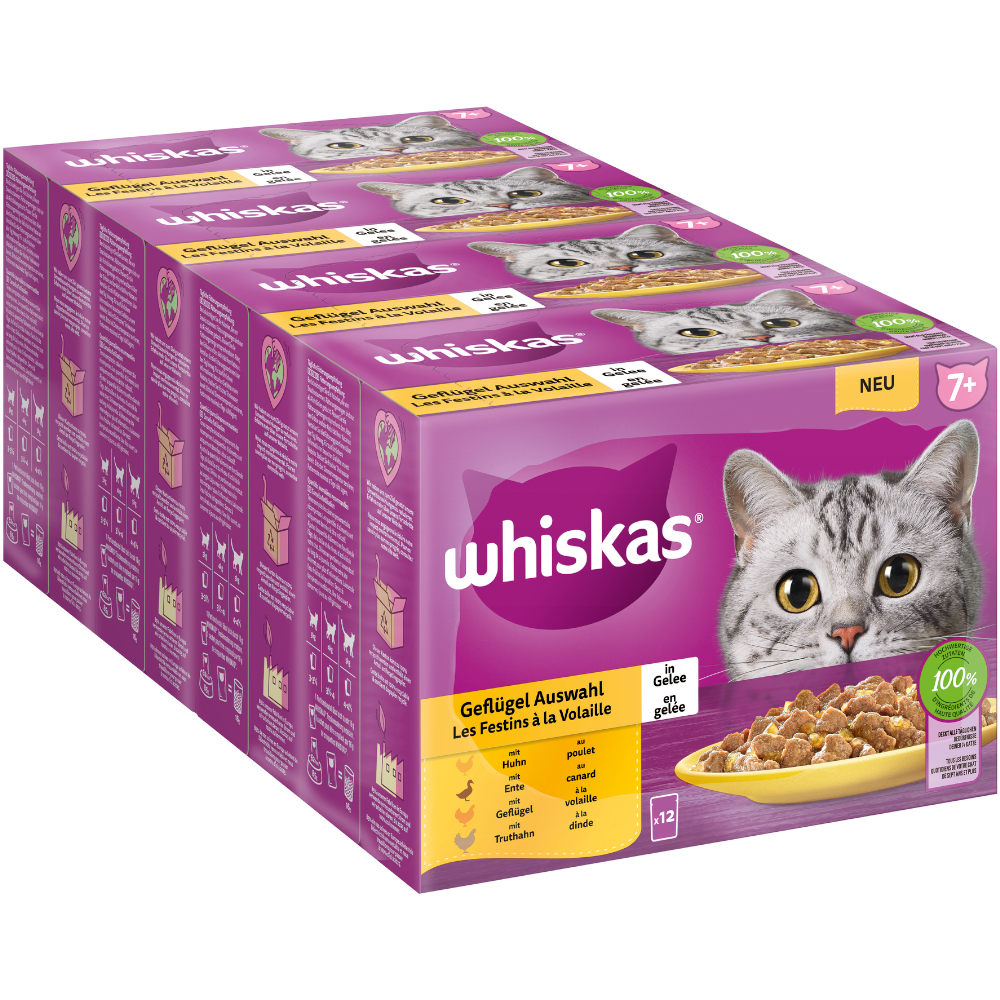 Megapack Whiskas Senior Frischebeutel 48 x 85 g - 7+ Geflügelauswahl in Gelee von Whiskas