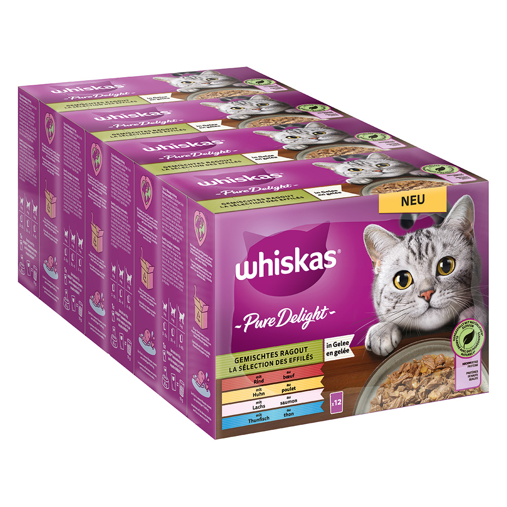 Multipack Whiskas Pure Delight Portionsbeutel 48 x 85 g - Gemischtes Ragout in Gelee von Whiskas