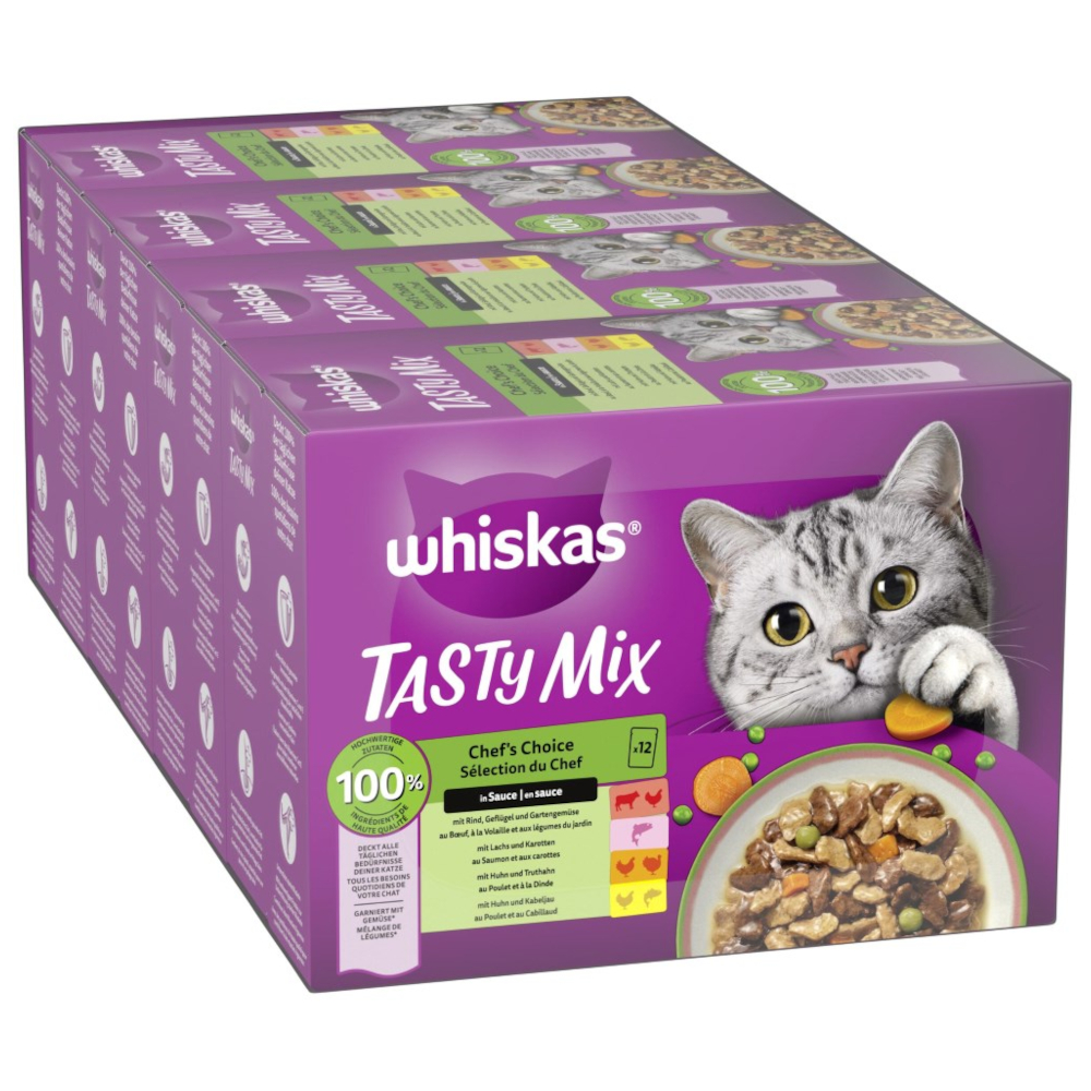 Multipack Whiskas Tasty Mix Portionsbeutel 48 x 85 g - Chef's Choice in Sauce Multipack Whiskas Tasty Mix Portionsbeutel 48 x 85 g - Chef's Choice in Sauce von Whiskas