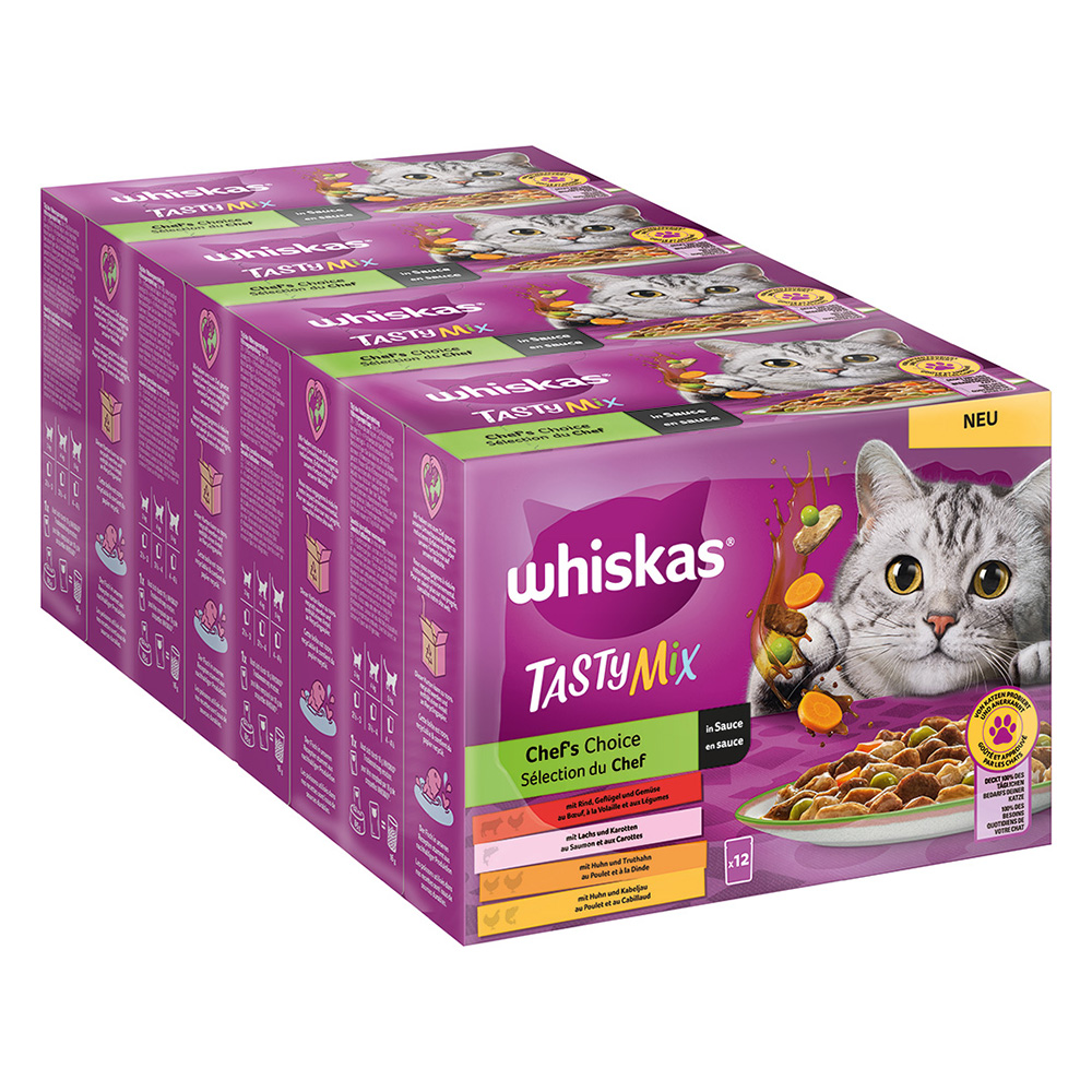 Multipack Whiskas Tasty Mix Portionsbeutel 48 x 85 g - Chef's Choice in Sauce von Whiskas