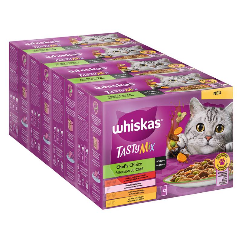 Sparpaket Multipack WHISKAS TASTY MIX Portionsbeutel 144 x 85 g - Chef's Choice in Sauce von Whiskas