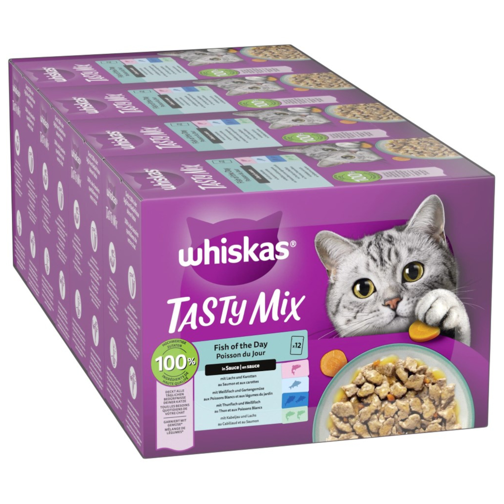 Sparpaket Multipack WHISKAS TASTY MIX Portionsbeutel 144 x 85 g - Fish of the Day in Sauce Sparpaket Multipack WHISKAS TASTY MIX Portionsbeutel 144 x 85 g - Fish of the Day in Sauce von Whiskas