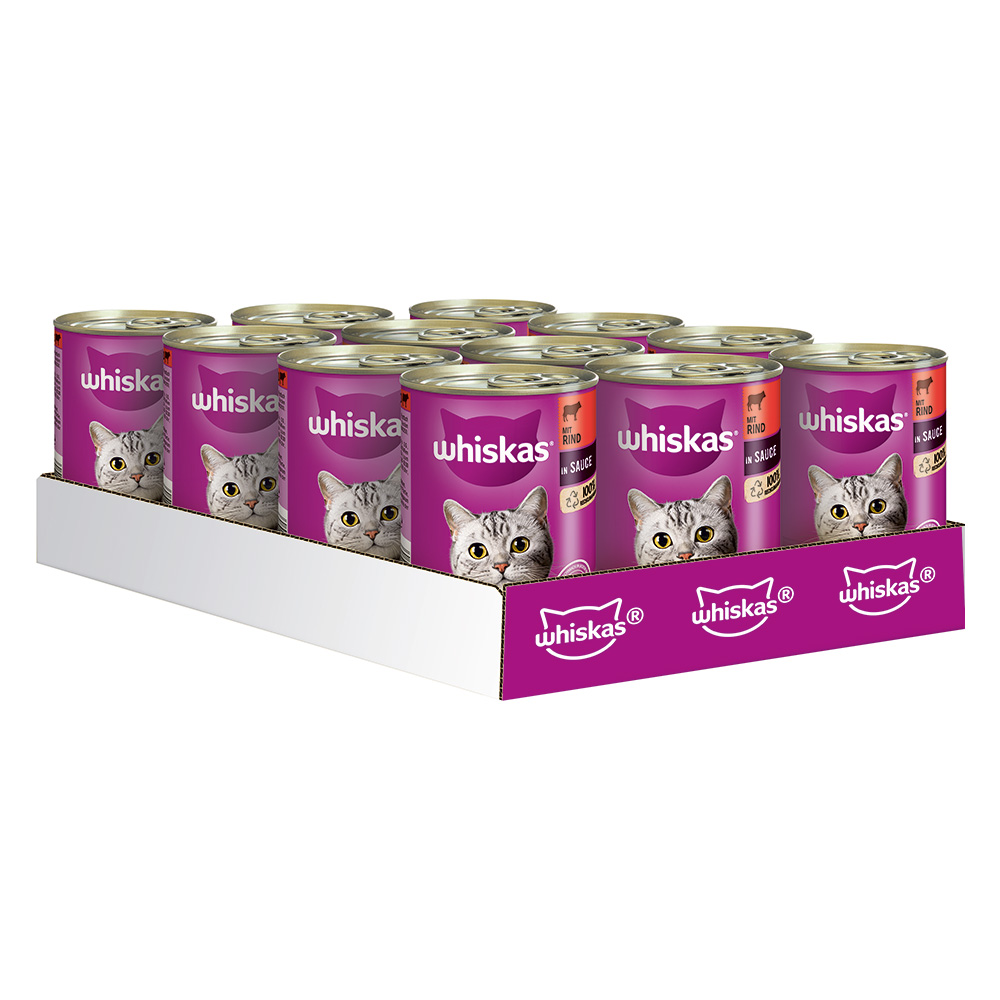 Whiskas Nassfutter 1+ Dosen 12 x 400 g - 1+ mit Rind & Leber in Sauce von Whiskas