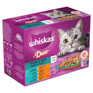 Whiskas 1+ Duo Surf & Turf in Gelee Multipack (12 x 85 g) 2 Packungen (24 x 85 g) von Whiskas