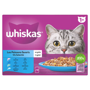 Whiskas 1+ Fisch Selection in Gelee Latzen-Nassfutter Multipack (85 g) 1 Packung (12 x 85 g) von Whiskas