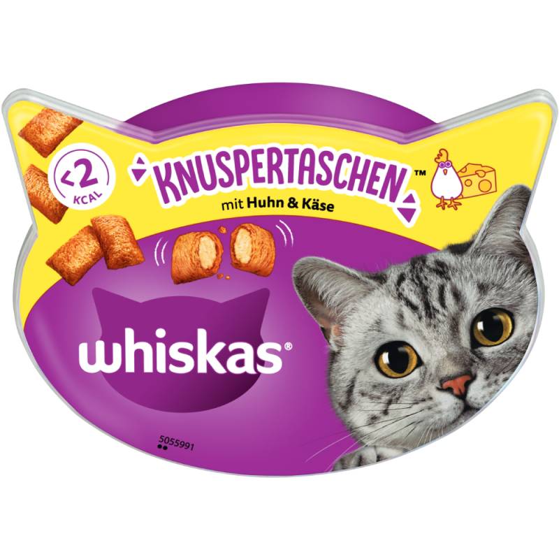 Whiskas Katzensnacks zum Sonderpreis! - Knuspertaschen Huhn & Käse (8 x 60 g) von Whiskas